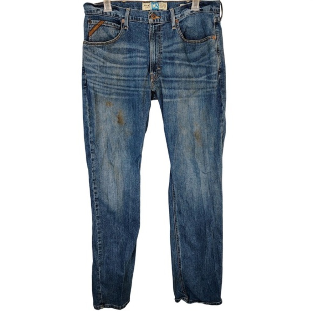 Ariat M2 Legacy Mens Relaxed Boot Cut Jeans 36x36 Blue‎ Denim Stained Workwear